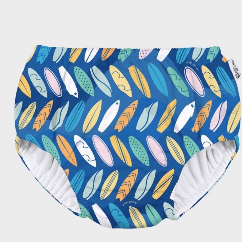 Baby reusable Swim Diaper with Surfboard Print - Blue